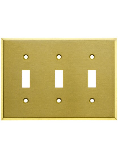 Classic Triple Toggle Switch Plate In Satin Brass.